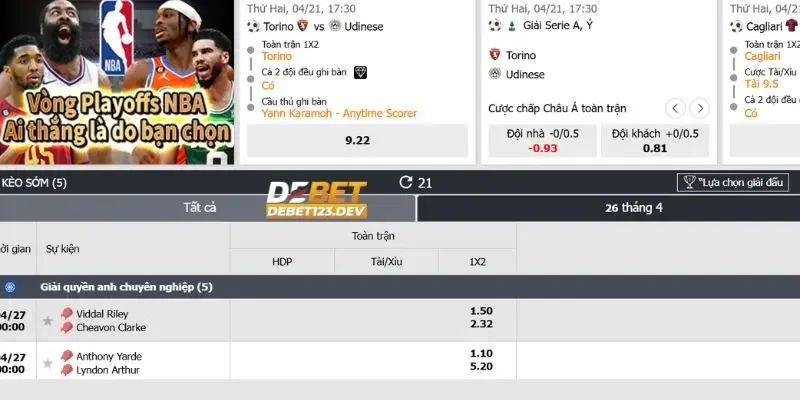 cá cược boxing Debet Các loại kèo cá cược boxing Debet phổ biến người chơi nên biết