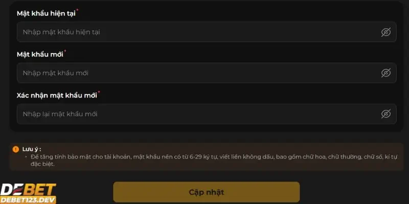 đăng nhập Debet Điều kiện đăng nhập Debet
