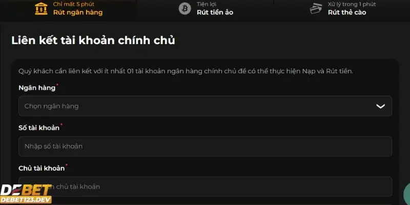 Nạp/rút tiền Debet có đóng phí không Các phương thức giao dịch tiện lợi tại nhà cái